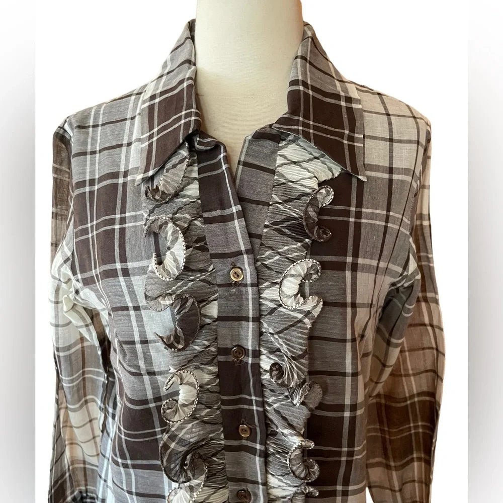 Vintage Ruffled, Cotton Blend‎ Dress - Picture 2 of 4